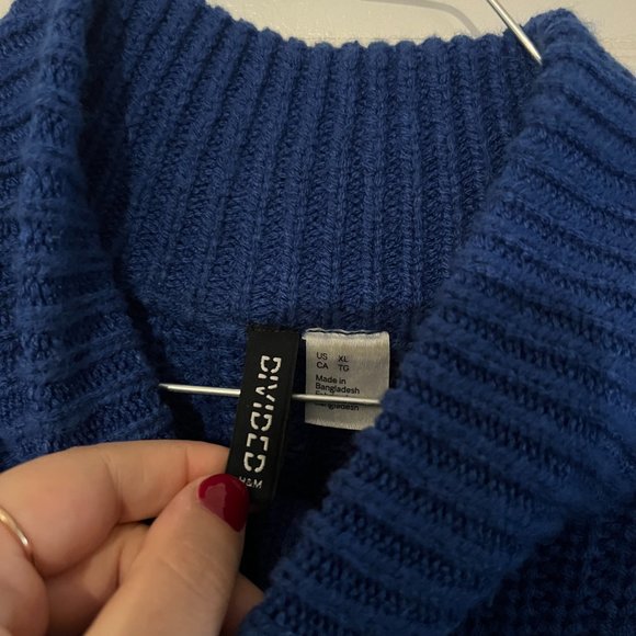 H&M Blue Cropped Quarter Zip Knit Sweater - Picture 3 of 5